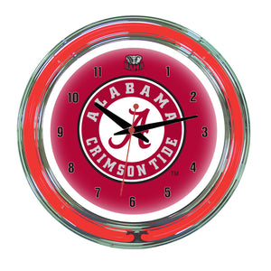 ALABAMA NEON WALL CLOCK - 14'' CRIMSON FACE / RED NEON - ALANWC100-14