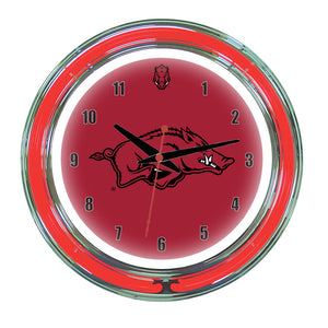 ARKANSAS NEON WALL CLOCK - 14'' RED FACE / RED NEON - ARKNWC200-14