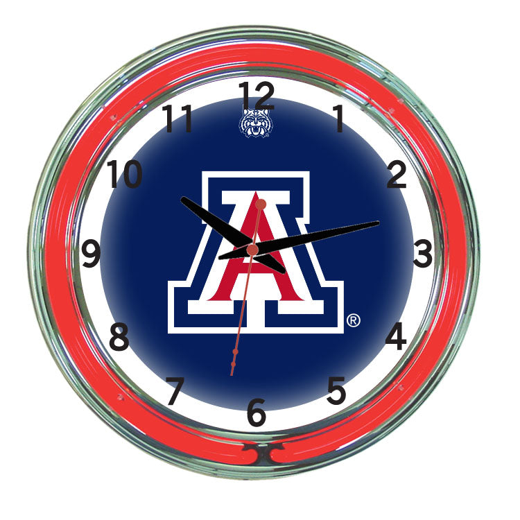 ARIZONA NEON WALL CLOCK - 18'' BLUE FACE / RED NEON - ARZNWC100-18