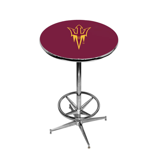 ARIZONA STATE CHROME FOOT RING PUB TABLE MAROON - ASUPTR101