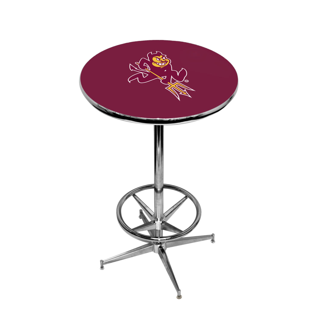 ARIZONA STATE CHROME FOOT RING PUB TABLE MAROON - ASUPTR301