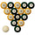 BAYLOR SCHOOL COLOR NUMBERED BILLIARD BALL SET GREEN SOLID/GOLD STRIPE - BAYBBS100N