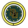BAYLOR NEON WALL CLOCK - 14'' GREEN FACE / YELLOW NEON - BAYNWC100-14