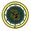 BAYLOR NEON WALL CLOCK - 18'' GREEN FACE / YELLOW NEON - BAYNWC100-18