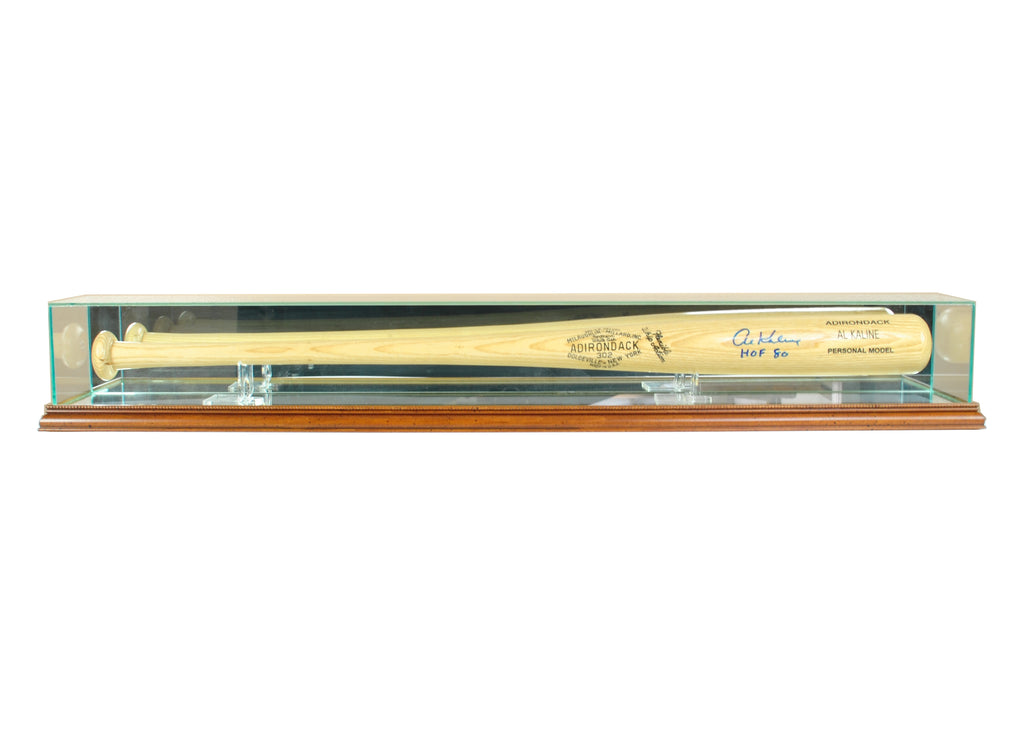 Glass Baseball Bat Display Case with Walnut Moulding