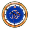 BOISE STATE NEON WALL CLOCK - 18'' BLUE FACE / ORANGE NEON - BSTNWC200-18