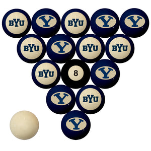 BRIGHAM YOUNG SCHOOL COLOR NUMBERED BILLIARD BALL SET BLUE SOLID/BLUE STRIPE - BYUBBS100N