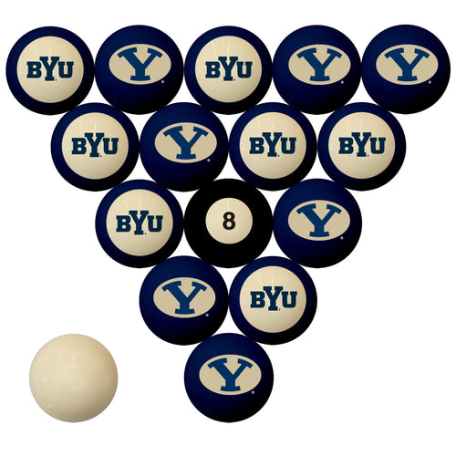 BRIGHAM YOUNG SCHOOL COLOR NUMBERED BILLIARD BALL SET BLUE SOLID/BLUE STRIPE - BYUBBS100N