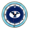 BRIGHAM YOUNG NEON WALL CLOCK - 18'' BLUE FACE / BLUE NEON - BYUNWC100-18