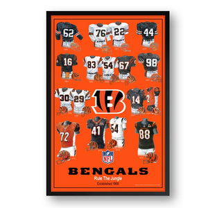 Cincinnati Bengals Framed Print 10x13 Uniform Heritage - Sporticulture