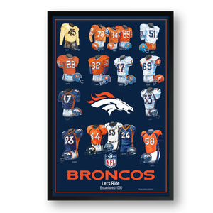 Denver Broncos Framed Print 10x13 Uniform Heritage - Sporticulture