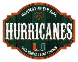 Miami Hurricanes Sign Wood 12 Inch Homegating Tavern - Fan Creations