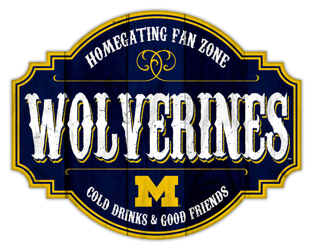 Michigan Wolverines Sign Wood 12 Inch Homegating Tavern - Fan Creations
