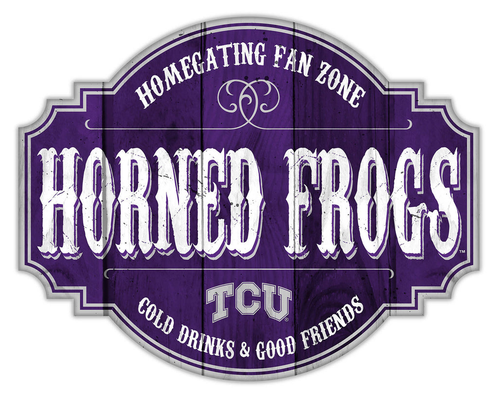 TCU Horned Frogs Sign Wood 12 Inch Homegating Tavern - Fan Creations