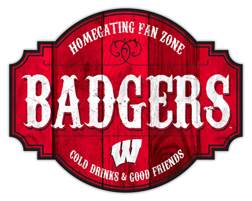 Wisconsin Badgers Sign Wood 12 Inch Homegating Tavern - Fan Creations