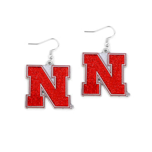 Nebraska Cornhuskers Earrings Glitter Dazzle - Aminco