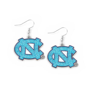 North Carolina Tar Heels Earrings Glitter Dazzle - Aminco
