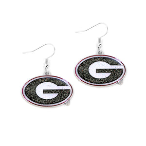 Georgia Bulldogs Earrings Glitter Dazzle - Aminco