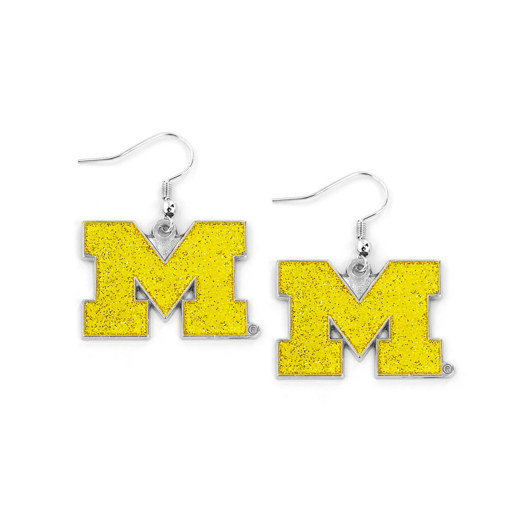 Michagan Wolverines Earrings Glitter Dazzle - Aminco