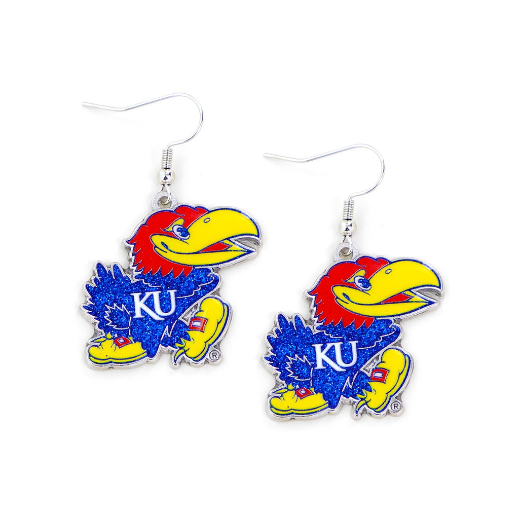 Kansas Jayhawks Earrings Glitter Dazzle - Aminco