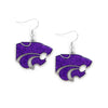 Kansas State Wildcats Earrings Glitter Dazzle - Aminco