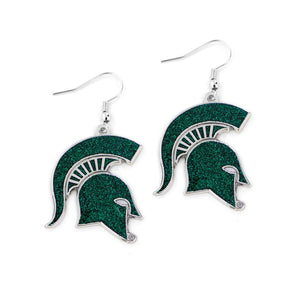 Michagan State Spartans Earrings Glitter Dazzle - Aminco
