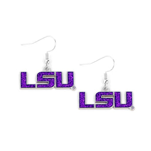 LSU Tigers Earrings Glitter Dazzle - Aminco