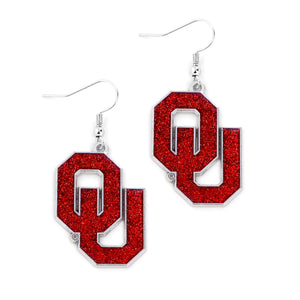 Oklahoma Sooners Earrings Glitter Dazzle - Aminco