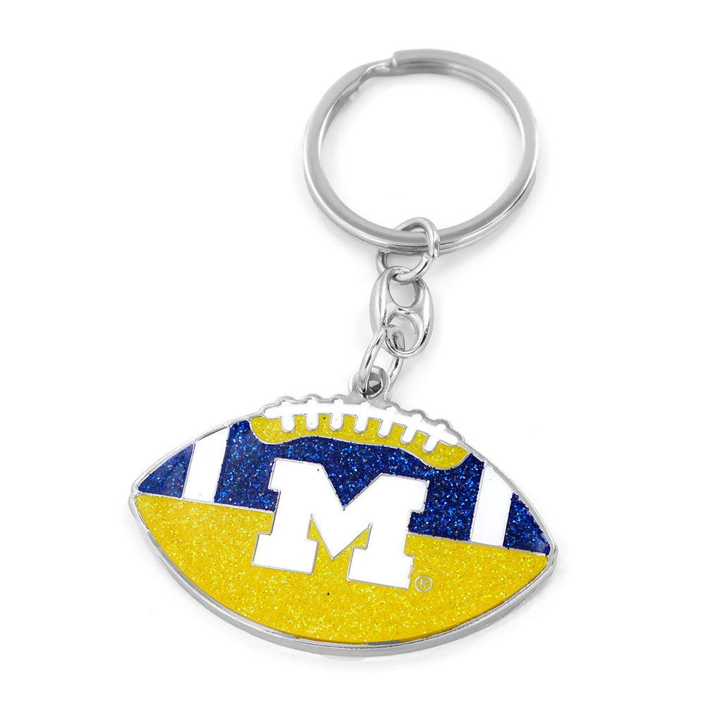 Michigan Wolverines Keychain Football Glitter - Aminco