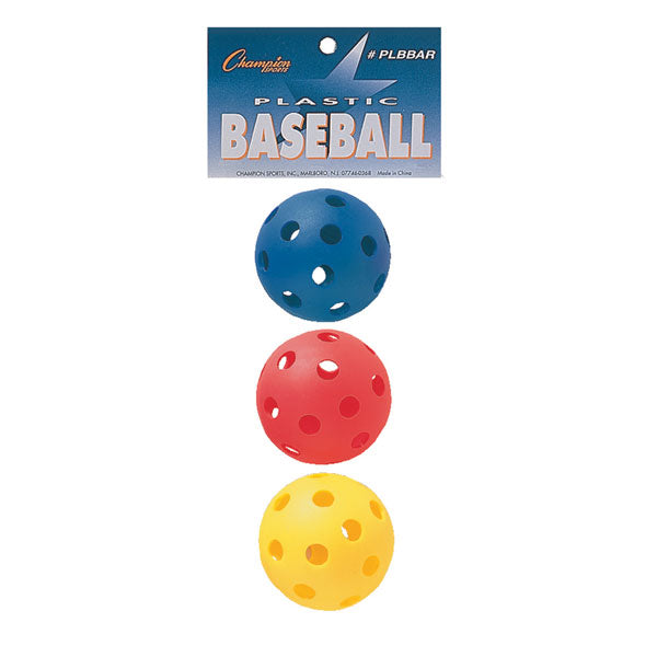 PerfectPitch 9 in. Plastic Baseball, Red, Royal Blue & Yellow - Set of 3