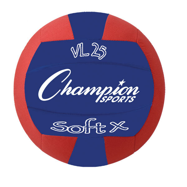 PerfectPitch Rhino Skin Soft Fabric Volleyball, Red & Blue