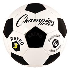 PerfectPitch Retro Soccer Ball, Black & White - Size 3