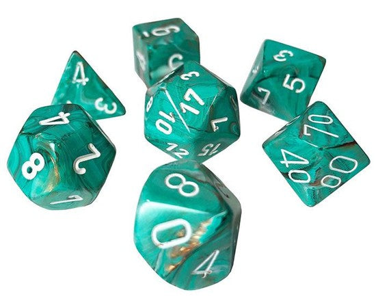 Chessex - Marble Mini 7 Die Set Oxi Copper White