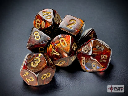 Chessex - Chessex Scarab Mini 7 Die Set Blue Blood/Gold