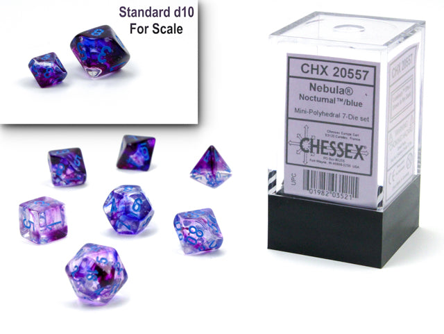 Chessex - Chessex Nebula Mini Polyhedral 7 Die Set Nocturnal/Blue Luminary