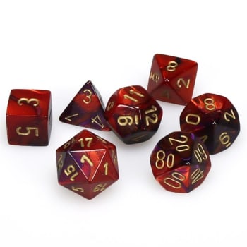 Chessex - Gemini Mini 7 Die Set Purple Red Gold