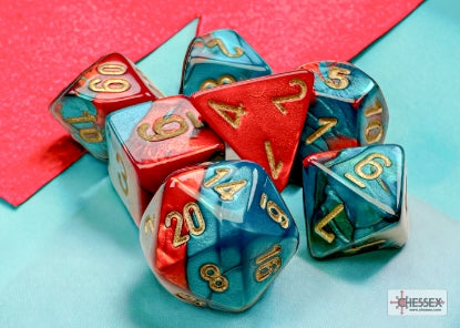 Chessex - Chessex Gemini Mini 7 Die Set Red Teal/Gold