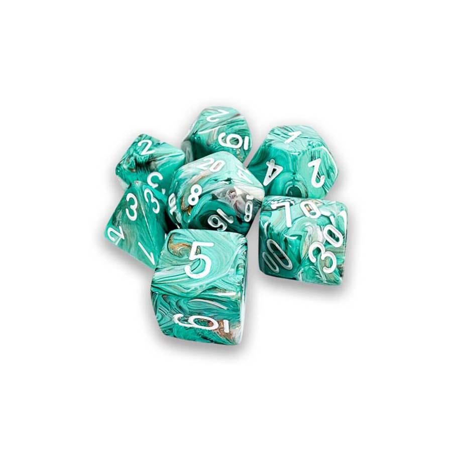 Chessex Mfg Co Llc -  7Ct Mega-Hedral Dice Set: Marble Oxi-Copper With White