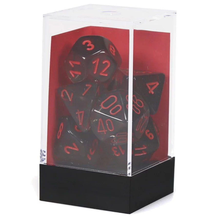 Chessex - Chessex: 7Ct Translucent Smoke & Red Polyhedral Dice Set