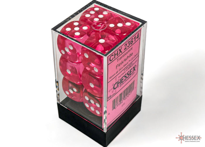 Chessex - Translucent Pink/White 16Mm D6 Cube