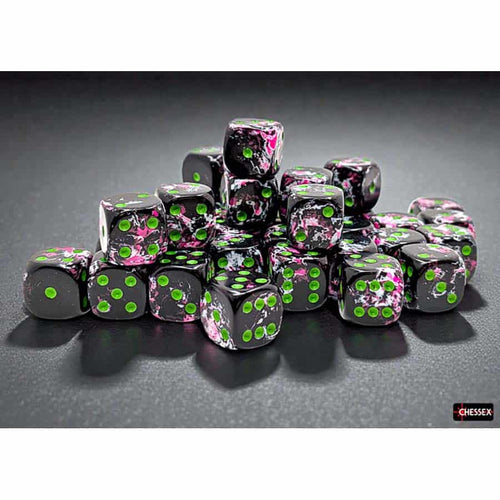 Chessex Mfg Co Llc -  Brushed Dice: 12Mm D6 Paintball With Green Dice Block (36 Dice) Pre-Order