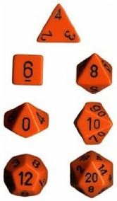 Chessex - Chessex: Opaque Orange/Black 7-Die Set