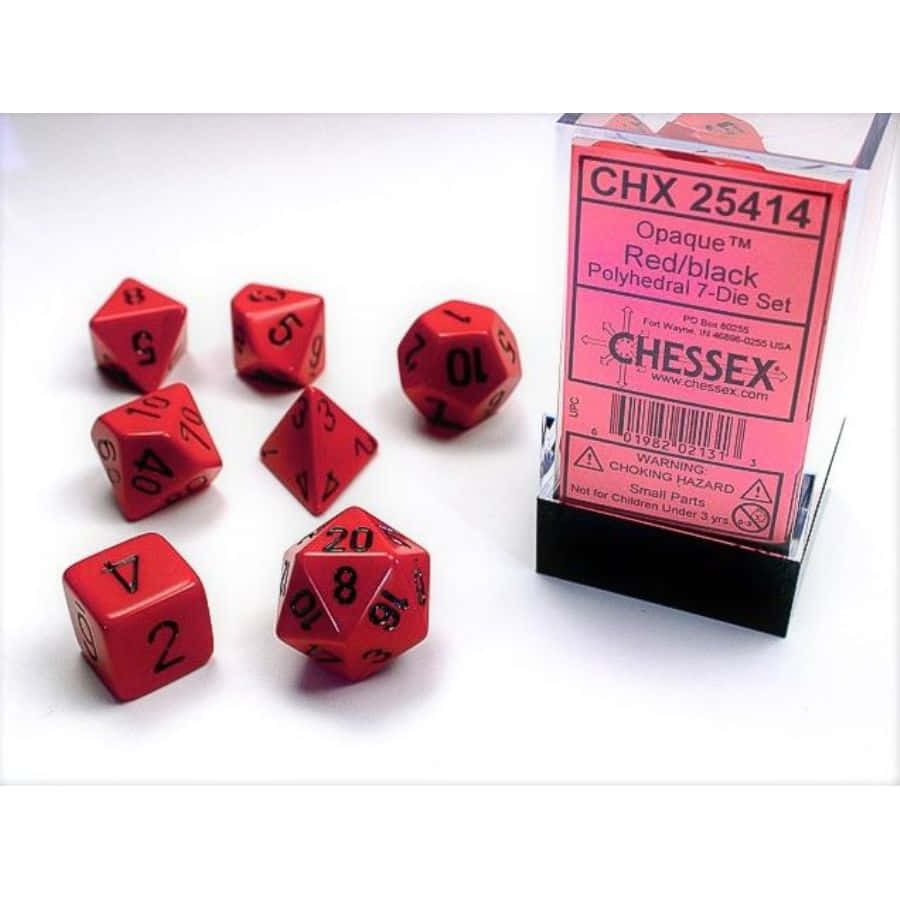 Chessex Mfg Co Llc -  7Ct Opaque Poly Red/Black Dice Set
