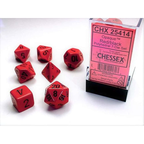 Chessex Mfg Co Llc -  7Ct Opaque Poly Red/Black Dice Set