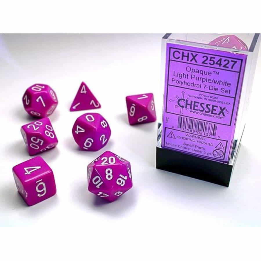 Chessex Mfg Co Llc -  7Ct Opaque Poly Light Purple/White Dice Set