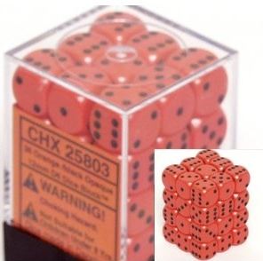 Chessex - Chessex: Opaque Orange/Black 12Mm D6 Dice Block