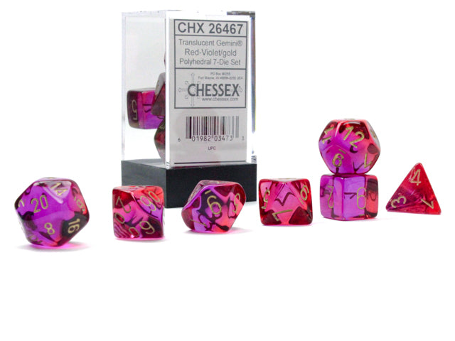 Chessex - Chessex Gemini Translucent Red-Violet/Gold 7 Die Set