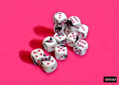 Chessex - Chessex Gemini Black-White/Pink 16Mm D6 Dice Cube