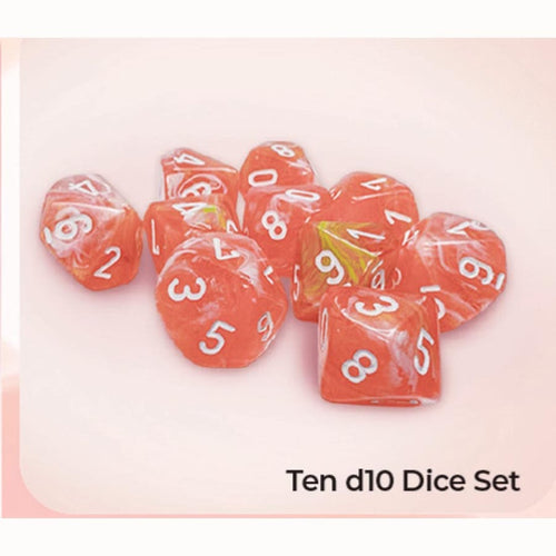 Chessex Mfg Co Llc -  Dice Menagerie 11: Festive Dahlia With White Luminary Set Of Ten D10 Dice Set