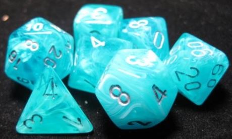 Chessex - Chessex: Cirrus Aqua/Silver 7-Die Set